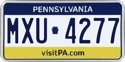 PA license plate MXU4277