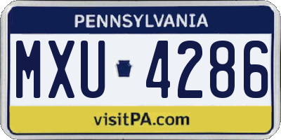 PA license plate MXU4286