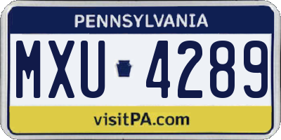PA license plate MXU4289