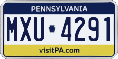 PA license plate MXU4291