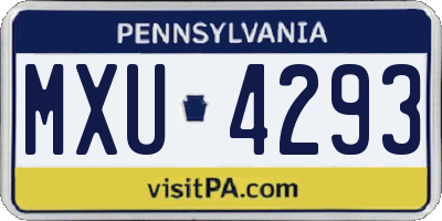 PA license plate MXU4293