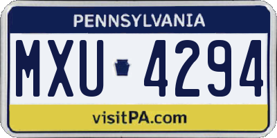 PA license plate MXU4294