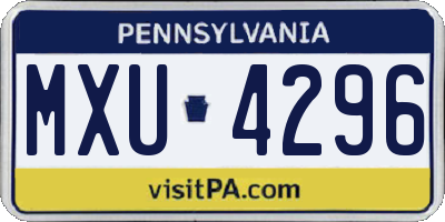 PA license plate MXU4296