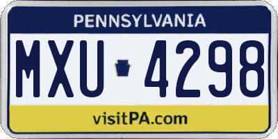 PA license plate MXU4298