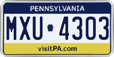 PA license plate MXU4303