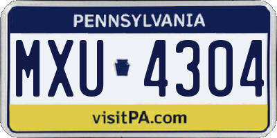 PA license plate MXU4304