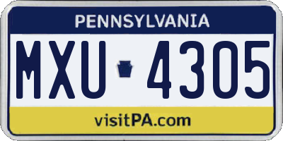 PA license plate MXU4305