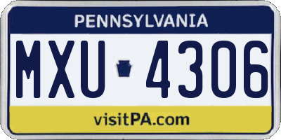 PA license plate MXU4306