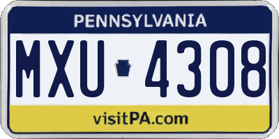 PA license plate MXU4308