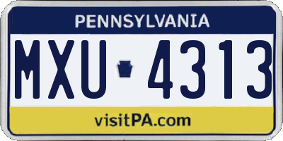 PA license plate MXU4313