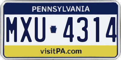PA license plate MXU4314