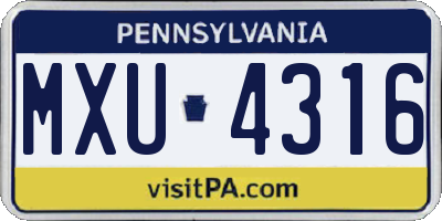 PA license plate MXU4316