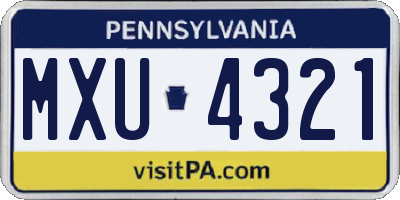 PA license plate MXU4321
