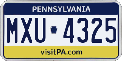 PA license plate MXU4325