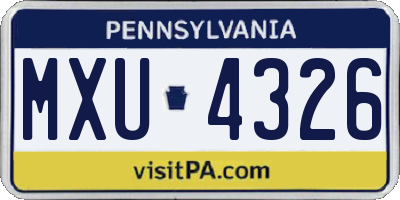 PA license plate MXU4326
