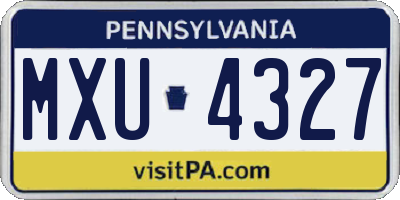 PA license plate MXU4327
