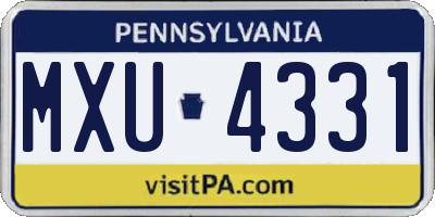 PA license plate MXU4331