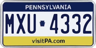PA license plate MXU4332