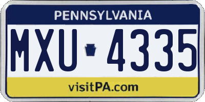 PA license plate MXU4335
