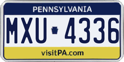 PA license plate MXU4336