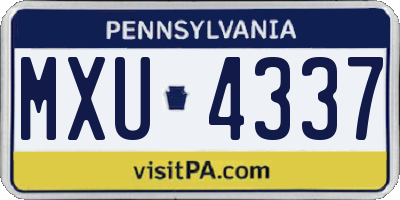PA license plate MXU4337