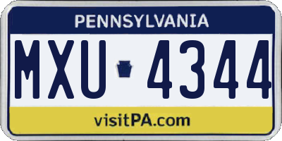 PA license plate MXU4344