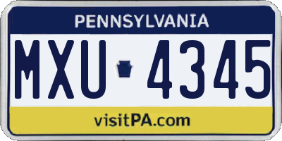 PA license plate MXU4345