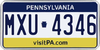 PA license plate MXU4346