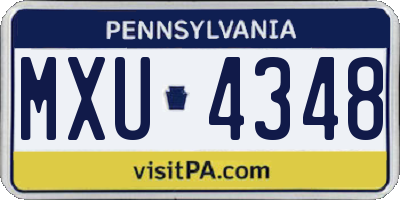PA license plate MXU4348