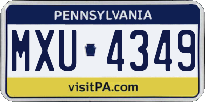 PA license plate MXU4349