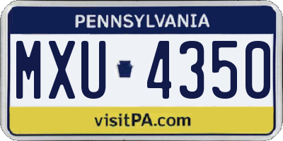 PA license plate MXU4350
