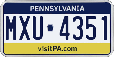 PA license plate MXU4351