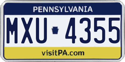 PA license plate MXU4355