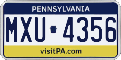 PA license plate MXU4356