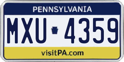 PA license plate MXU4359