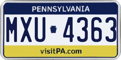 PA license plate MXU4363