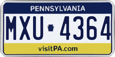 PA license plate MXU4364