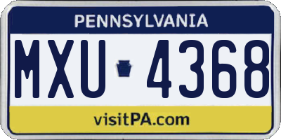 PA license plate MXU4368