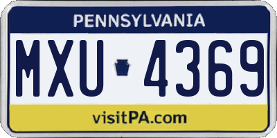 PA license plate MXU4369