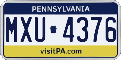 PA license plate MXU4376