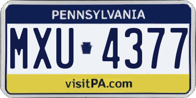 PA license plate MXU4377