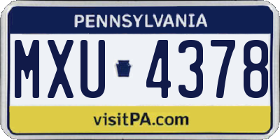 PA license plate MXU4378