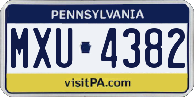 PA license plate MXU4382
