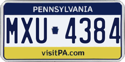 PA license plate MXU4384