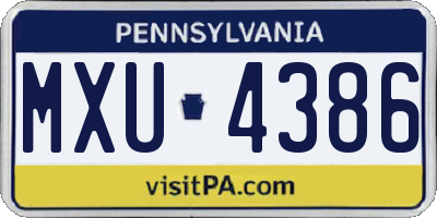 PA license plate MXU4386