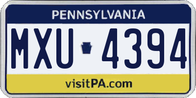 PA license plate MXU4394
