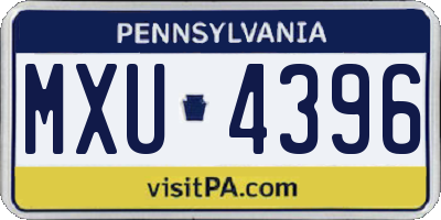 PA license plate MXU4396