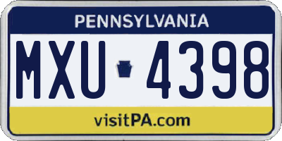 PA license plate MXU4398