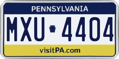 PA license plate MXU4404