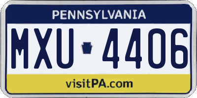 PA license plate MXU4406